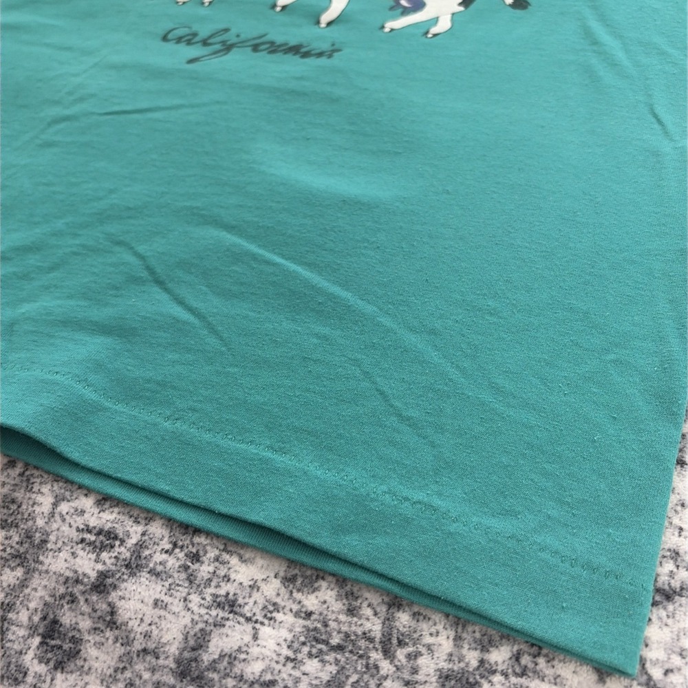 Vintage Califorina Cows Teal Shirt Single‎ Stitched Made in USA Adult Size Large - Picture 10 of 11